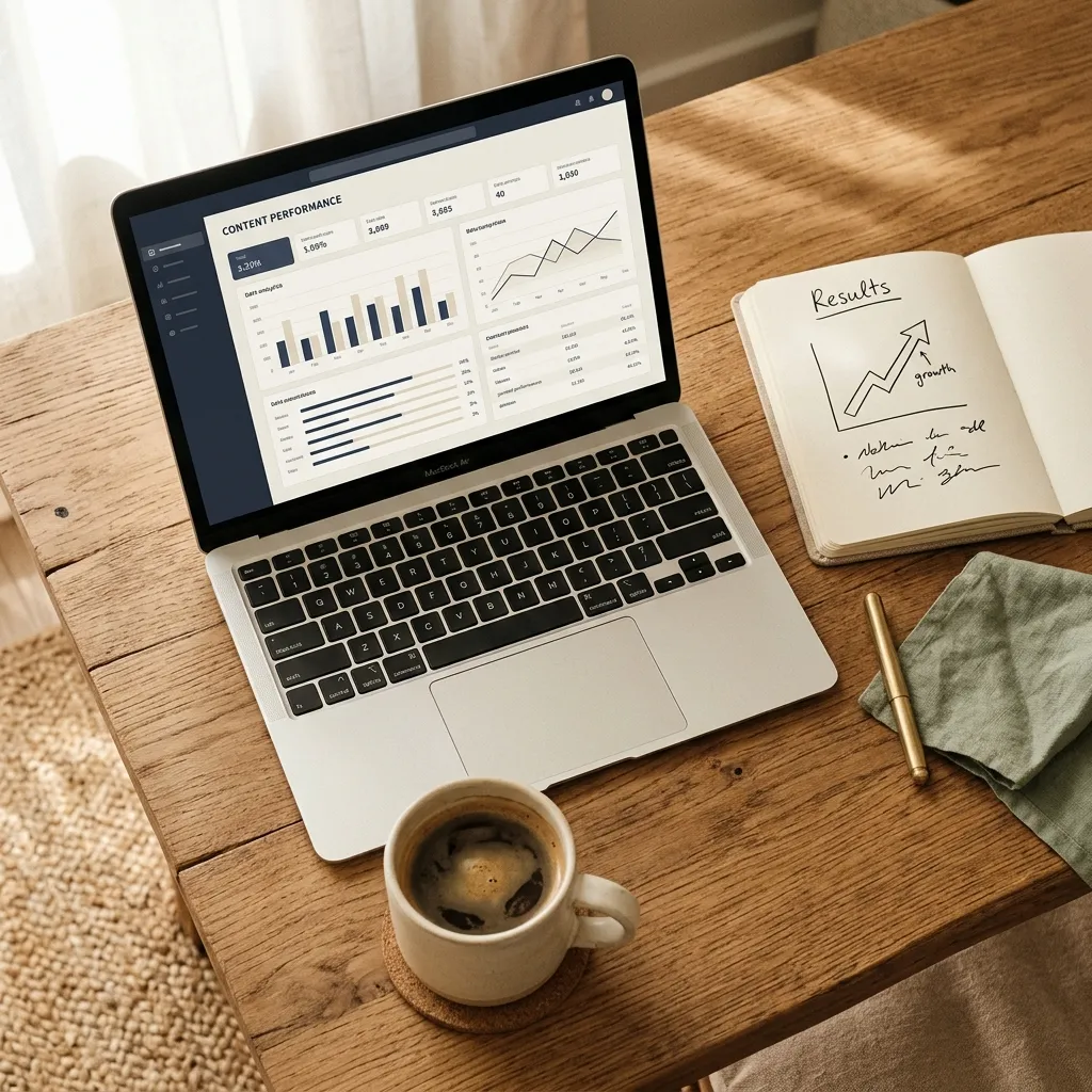 Visual proof of Aylas Pet Care's growth results — analytics dashboard and notebook close-up.